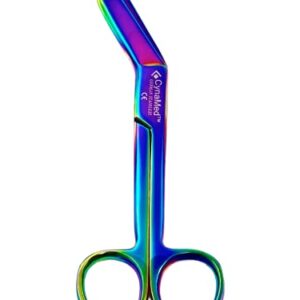 SET OF 2 EACH PREMIUM GERMAN STAINLESS NURSES DOCTOR LISTER BANDAGE SCISSORS 7.25" + 5.5" MULTI TITANIUM COLOR RAINBOW STAINLESS STEEL-CYNAMED BRANDED-A+QUALITY GUARANTEED