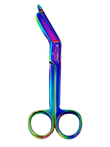 SET OF 2 EACH PREMIUM GERMAN STAINLESS NURSES DOCTOR LISTER BANDAGE SCISSORS 7.25" + 5.5" MULTI TITANIUM COLOR RAINBOW STAINLESS STEEL-CYNAMED BRANDED-A+QUALITY GUARANTEED