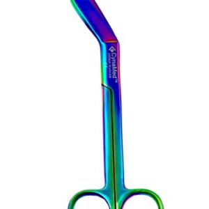 SET OF 2 EACH PREMIUM GERMAN STAINLESS NURSES DOCTOR LISTER BANDAGE SCISSORS 7.25" + 5.5" MULTI TITANIUM COLOR RAINBOW STAINLESS STEEL-CYNAMED BRANDED-A+QUALITY GUARANTEED