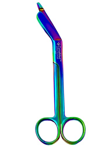 SET OF 2 EACH PREMIUM GERMAN STAINLESS NURSES DOCTOR LISTER BANDAGE SCISSORS 7.25" + 5.5" MULTI TITANIUM COLOR RAINBOW STAINLESS STEEL-CYNAMED BRANDED-A+QUALITY GUARANTEED