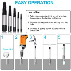 Gifts for Men,8Pcs Damaged Screw Extractor Set,carbon steel broken bolt extractor easy out fastener kit,Water Pipe Remover Kit for Removing Stripped Screws and Broken Bolts,With storage box