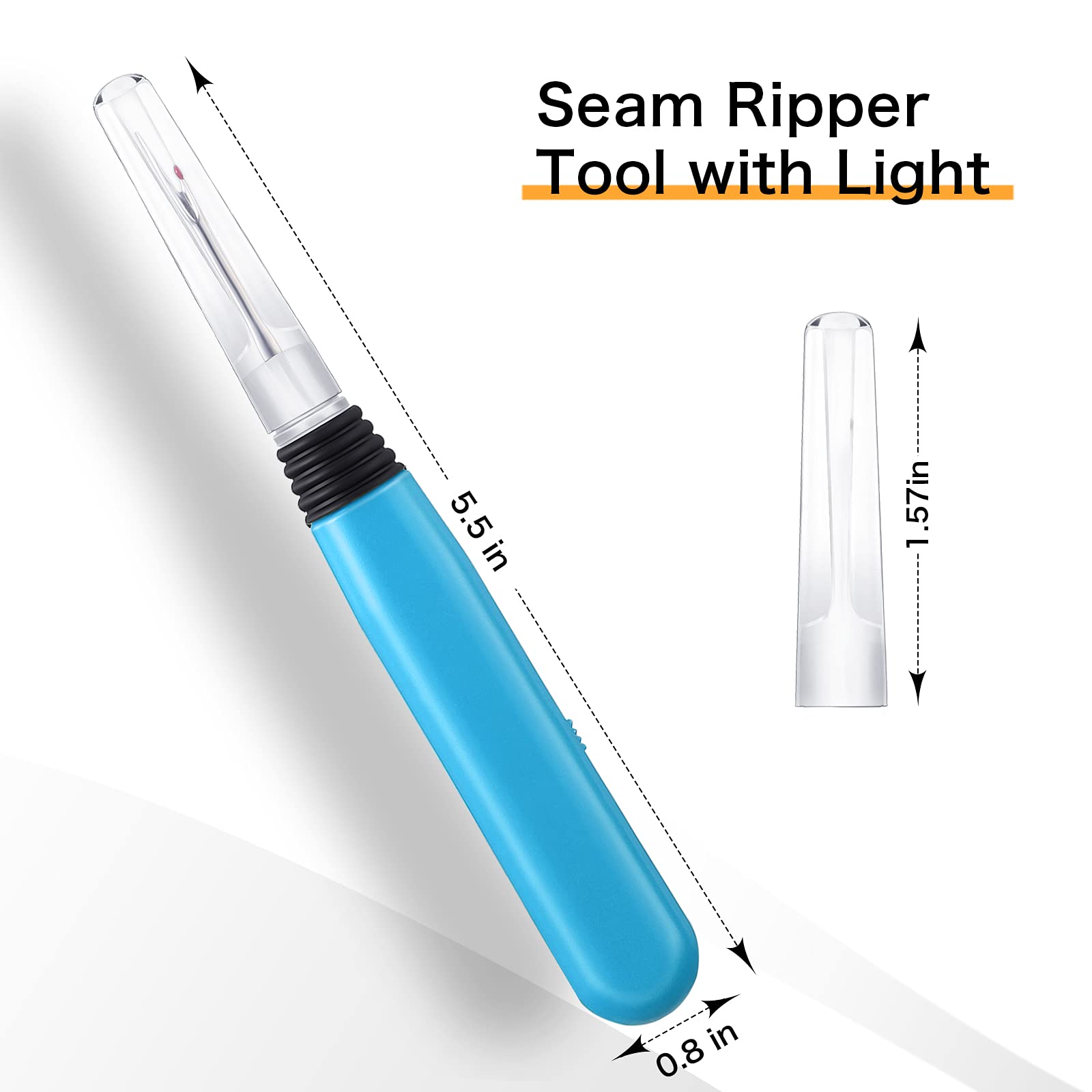 3 Pieces Seam Ripper Tools with Light, Stitch Removal Tool Sewing Thread Remover Cutter Stitch Opener LED Light Seam Ripper Sewing Tools for Sewing Crafting Removing Threads, 3 Colors