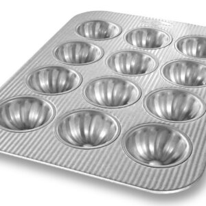 USA Pan Bakeware Mini Fluted Cupcake Pan, 12 Well, Nonstick & Quick Release Coating, Made in the USA from Aluminized Steel