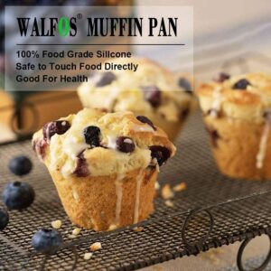 Walfos Silicone Muffin Pan - 6 Cup Non-Stick Cupcake Pan for Baking, Food Grade and BPA Free, Perfect for Egg Muffin, Cupcake, Quiches and Frittatas (3 Pack)