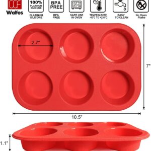 Walfos Silicone Muffin Pan - 6 Cup Non-Stick Cupcake Pan for Baking, Food Grade and BPA Free, Perfect for Egg Muffin, Cupcake, Quiches and Frittatas (3 Pack)