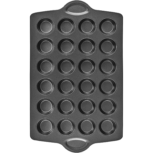 HONGBAKE mini muffin pan nonstick 24, Cupcake Tin for Baking, Commercial Small Cup Cake Tray for Cheesecake, 1.8dia, Heavy-duty, Gray