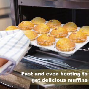 TeamFar 12-Cup Muffin Pan, Stainless Steel Muffin Tin Metal Cupcake Baking Pan for Oven, Regular Size & Non Toxic, Easy Clean & Dishwasher Safe