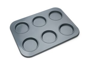 fox run non-stick baking pan, 6 cup large muffin top, metallic