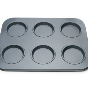 Fox Run Non-Stick Baking Pan, 6 Cup Large Muffin Top, Metallic