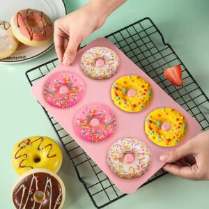 Silicone Donut Molds 2 Pack Non-Stick Silicone Donut Pan 6 Cavity Food Grade Baking Molds for Cake Donut Biscuit Bagels Muffins Blue+Pink