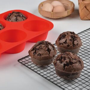 CAKETIME Jumbo Muffin Pan, 3.5" Large Muffin Pan 6 Cup Silicone Jumbo Muffin Tin for Baking BPA Free Non Stick