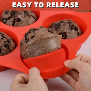 CAKETIME Jumbo Muffin Pan, 3.5" Large Muffin Pan 6 Cup Silicone Jumbo Muffin Tin for Baking BPA Free Non Stick