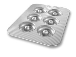 usa pan bakeware aluminized steel donut pan, 6-well