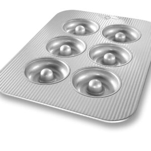 USA Pan Bakeware Aluminized Steel Donut Pan, 6-Well