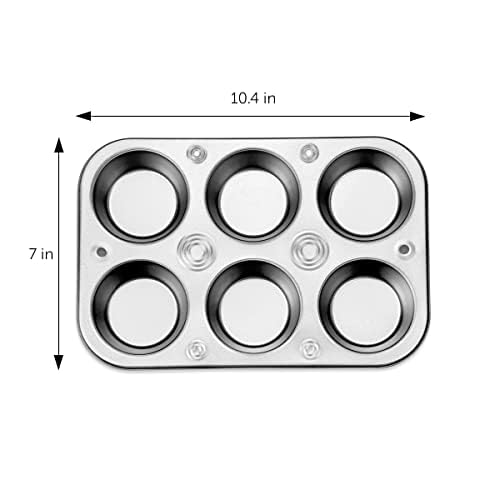 DecorRack 4 Pack Non-Stick Muffin Pans, 6-Cup, Bakeware for Baking Cupcakes (Pack of 4)