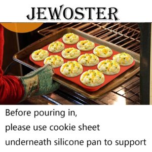 JEWOSTER 12 Cups Silicone Muffin Pan 2 Pack - Silicone Cupcake Pan Nonstick Silicone Molds Great for Making Muffin Cakes,Bread, Tart - BPA Free Baking Accessory