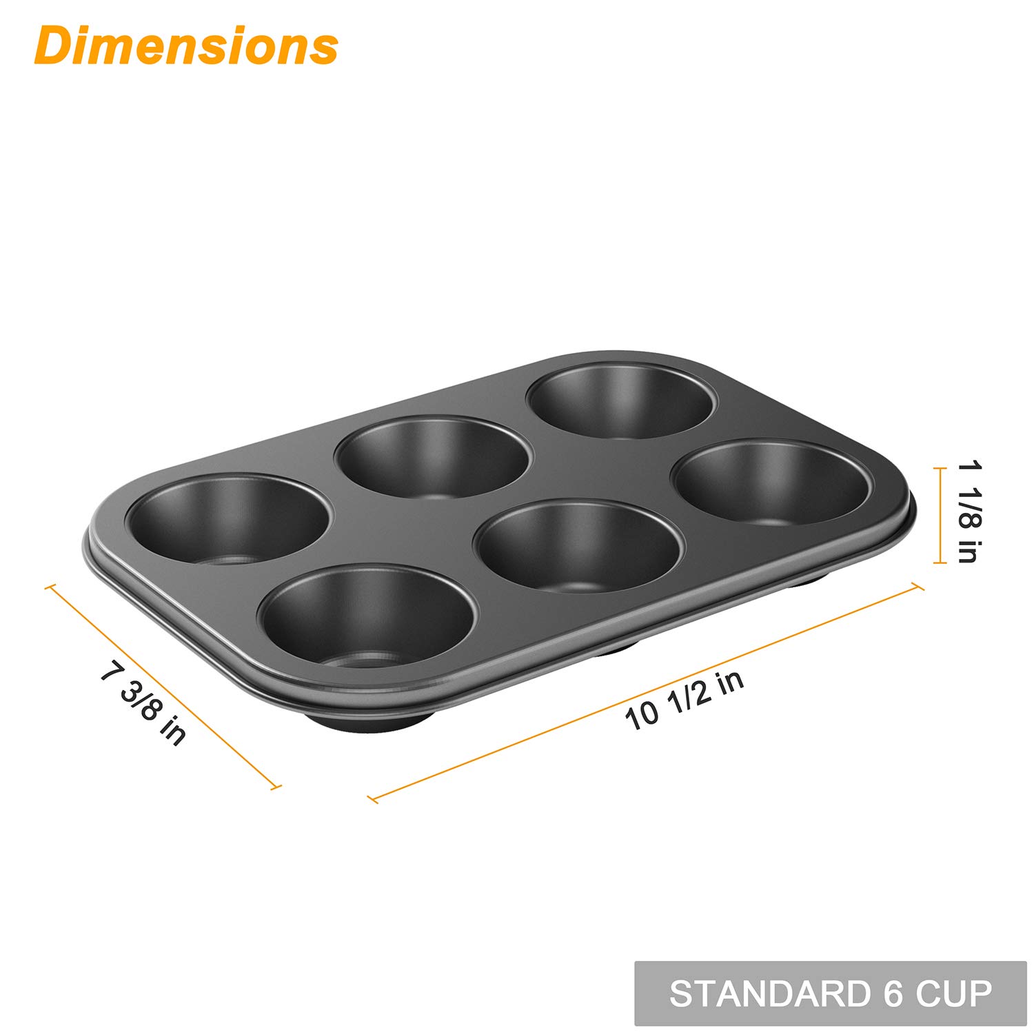 Tiawudi 3 Pack Nonstick Muffin Pan, Carbon Steel Cupcake Pan, Easy to Clean and Perfect for Making Muffins or Cupcakes, 6 Cup Standard