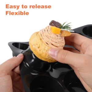 Inn Diary Silicone Muffin Pan for Baking 12 Cups Non-Stick Cupcake Pan,BPA Free Silicone Baking Mold for Muffin Cupcake Egg Bite Maker 2 Pack,Black