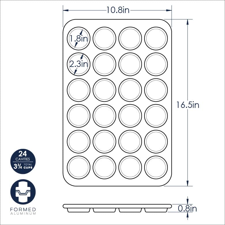 Nordic Ware Natural Aluminum Commercial Petite Muffin Pan, 24 Cup