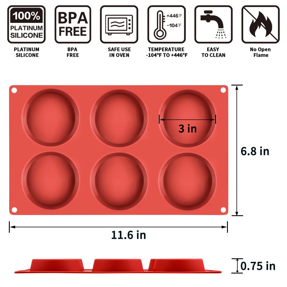 CAKETIME Silicone Muffin Top Pans - Whoopie Pie Pan 3" Round Silicone Baking Pan for English muffins, Whoopie Pies, Corn Bread, Egg bites, Tarts 2 Pack