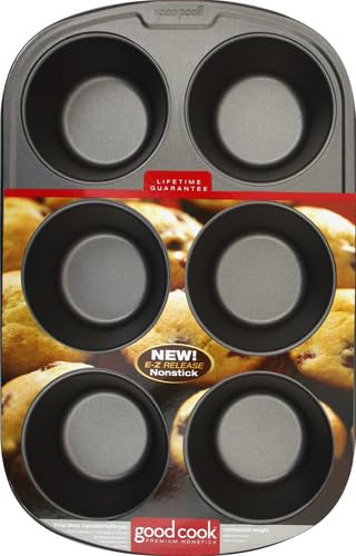 Good Cook 04033 Non-Stick Texas Muffin Pan, Steel, 3-1/2 in Dia x 16-1/2 in L x 10 in W x 8.7 in H