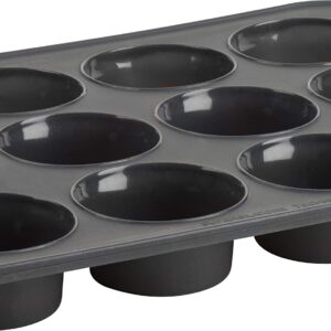 Trudeau Structured Silicone Muffin Pan, 12 Cup, Grey/Mint