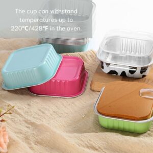 Mini Cake Pans With Lids (10oz,40 Pack) Aluminum Foil Square Cupcake Liners Brownie Baking Cups,Disposable 4”x4” Large Cupcake Pan,Jumbo Muffin Tin Ramekins Holders