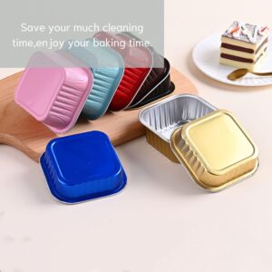 Mini Cake Pans With Lids (10oz,40 Pack) Aluminum Foil Square Cupcake Liners Brownie Baking Cups,Disposable 4”x4” Large Cupcake Pan,Jumbo Muffin Tin Ramekins Holders