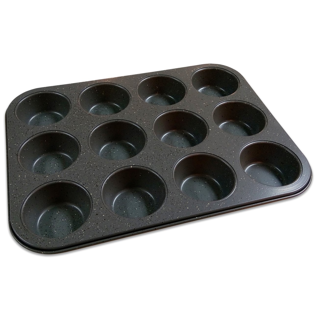 casaWare Mini Muffin Pan 12 Cup Ceramic Coated Non-Stick (Silver Granite)