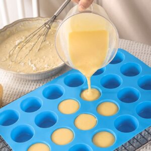 qufzdopv 24 Cups Silicone Mini Muffin Pan,Cookies Cupcake Bakeware Tin Soap Tray Mould Non Stick, BPA-Free, Dishwasher Safe