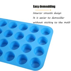 qufzdopv 24 Cups Silicone Mini Muffin Pan,Cookies Cupcake Bakeware Tin Soap Tray Mould Non Stick, BPA-Free, Dishwasher Safe