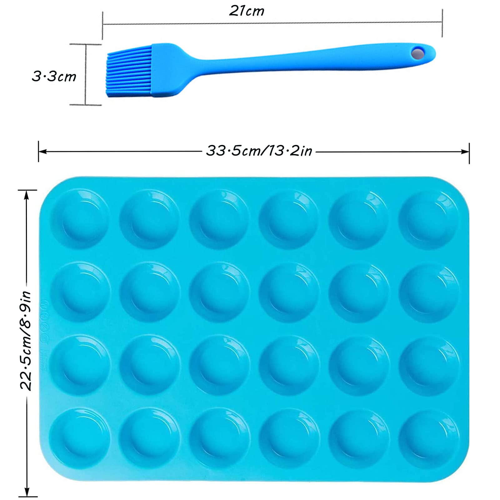 qufzdopv 24 Cups Silicone Mini Muffin Pan,Cookies Cupcake Bakeware Tin Soap Tray Mould Non Stick, BPA-Free, Dishwasher Safe