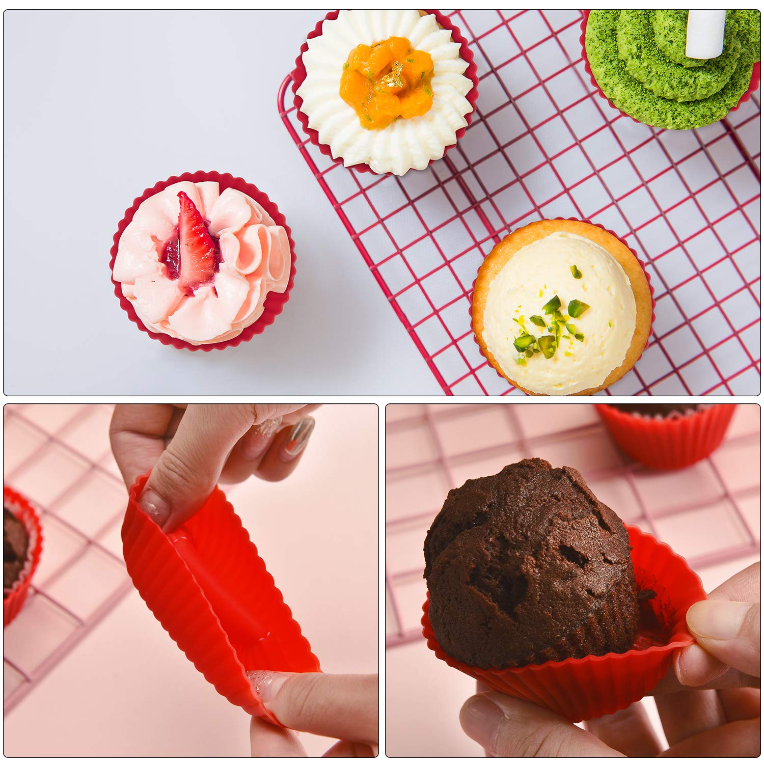 Awpeye Muffin Pan, Standard 12&6 Cup Cupcake Tin Non-Stick Bake Ware Bar Baking Pan and Jumbo Muffin Pans, 20PCS Silicon Cake Cup for Brownies, Cakes and Bar-Cookies