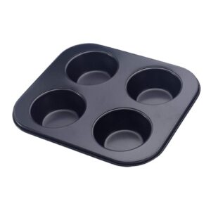 EKDJKK 4-Hole Muffin Pan, Bakeware Non-stick Cupcake Baking Pan Mini Pie Pans, Heavy Duty Carbon Steel Muffin Tray Standard Baking Mold Pan for Oven Baking