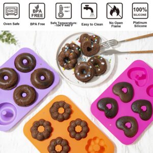 Anxbbo 3 Pack Silicone Donut Pan, Just Pop Out, Non-Stick Doughnuts Baking Pans for Donuts, Muffin, Cake Biscuit Bagels, Just Pop Out - Oven & Dishwasher Safe