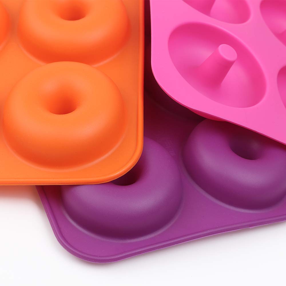 Cozihom 6-Cavity Silicone Donut Mold, Silicone Bagel Mold, Non-Stick Donut Mold, Food Grade Silicone, BPA Free, 3 Pcs