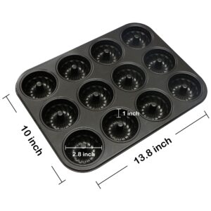 Webake Mini Fluted Tube Cake Pan, Non-Stick 2.8 Inch Cake Baking Pan, Heavy Gauge Carbon Steel (12-Cavity)