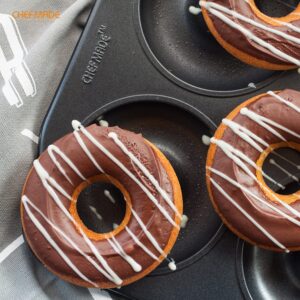 CHEFMADE Donut Pan, Nonstick 6 Cavity Ring Doughnut Pan for Baking, Set of 2