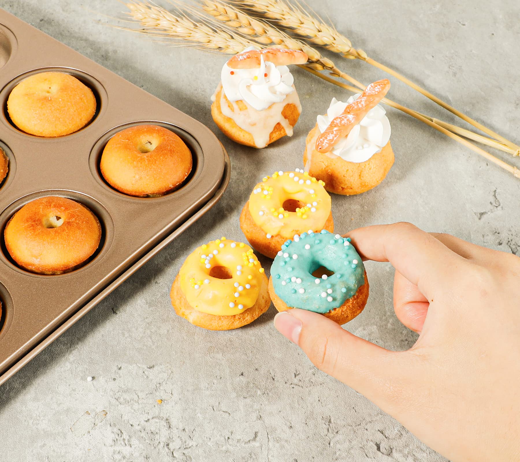 Webake Mini Donut Pan Non-stick 24-Cavity Small Donut Tray Heavy Gauge Bite Size Inch Doughnut Pans for Baking