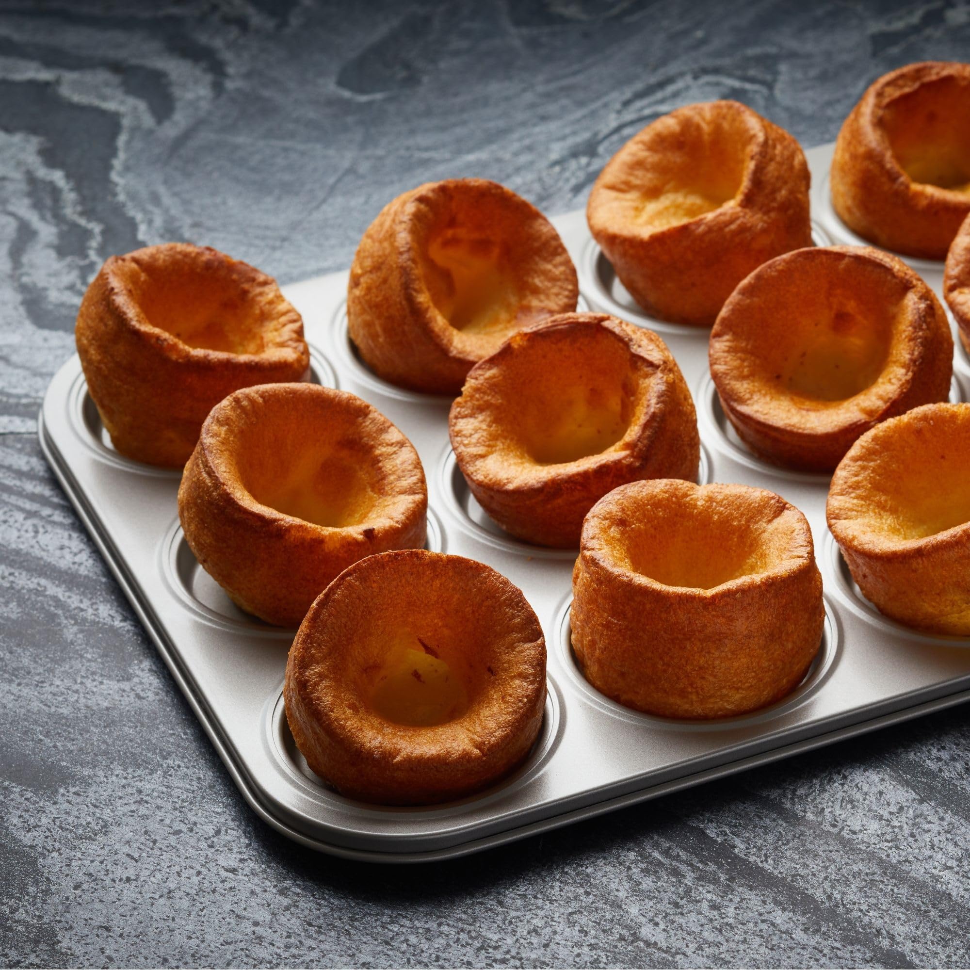 Wrenbury Toughened Yorkshire Pudding Pan 12 Hole - Yorkshire Pudding Tin British Yorkshires - Yorkshire Pudding Baking Pan Non Stick Heavy PFOA PTFE Food Safe Carbon Steel