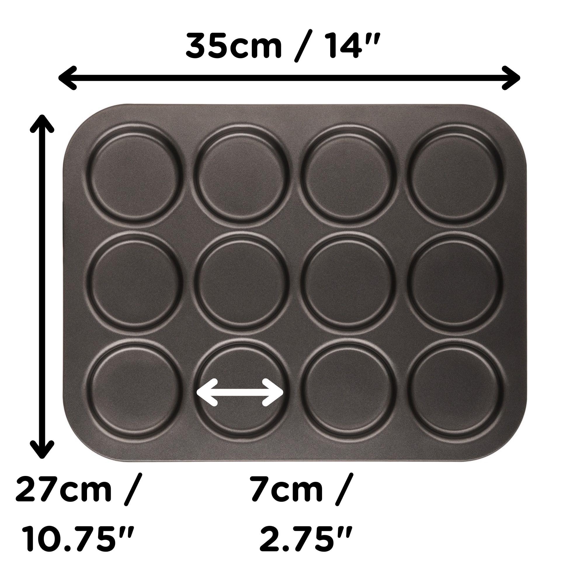 Wrenbury Toughened Yorkshire Pudding Pan 12 Hole - Yorkshire Pudding Tin British Yorkshires - Yorkshire Pudding Baking Pan Non Stick Heavy PFOA PTFE Food Safe Carbon Steel