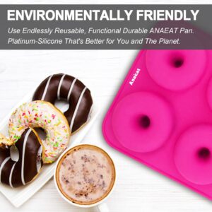 Anaeat 3 Pack Donut Pan Silicone Baking Mold, Just Pop Out! Non-Stick Doughnuts Baking Pans BPA Free for 6 Full-Size Donuts, Muffin, Cake Biscuit Bagels - Oven & Dishwasher Safe (Multicolor)