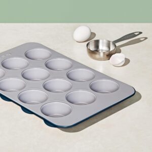 Caraway Non-Stick Ceramic 12-Cup Muffin Pan - Naturally Slick Ceramic Coating - Non-Toxic, PTFE & PFOA Free - Perfect for Cupcakes, Muffins, and More - Navy