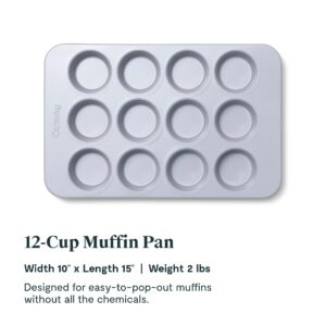 Caraway Non-Stick Ceramic 12-Cup Muffin Pan - Naturally Slick Ceramic Coating - Non-Toxic, PTFE & PFOA Free - Perfect for Cupcakes, Muffins, and More - Navy