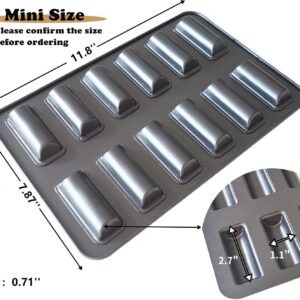 Elesinsoz 2 Pcs 12 Cup Twinkies Pan, 11.8x7.9x0.7 inch Financier Baking Pan Non-stick Mini Bread Pan, Bakeware for Oven Baking Mini Bars, Granola Bar Cornbread(Black)