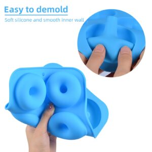 SJ Silicone Donut Pan Molds - Food Grade Silicone Molds for Baking, Non-Stick, Dishwasher Safe, Heat Resistant, One Piece Blue - Bake Delicious Donuts with Ease