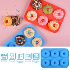 SJ Silicone Donut Pan Molds - Food Grade Silicone Molds for Baking, Non-Stick, Dishwasher Safe, Heat Resistant, One Piece Blue - Bake Delicious Donuts with Ease