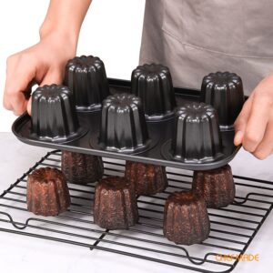 CHEFMADE Canele Cake Pan, Nonstick 6 Cavity Canele Muffin Bakeware