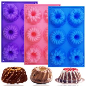 finegood 3 pcs silicone cake moulds, doughnut maker silicone baking tray cupcake muffin molds mini cake pan
