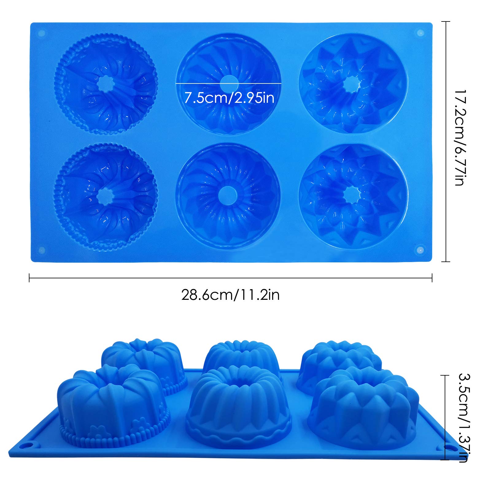 FineGood 3 PCS Silicone Cake Moulds, Doughnut Maker Silicone Baking Tray Cupcake Muffin Molds Mini Cake Pan